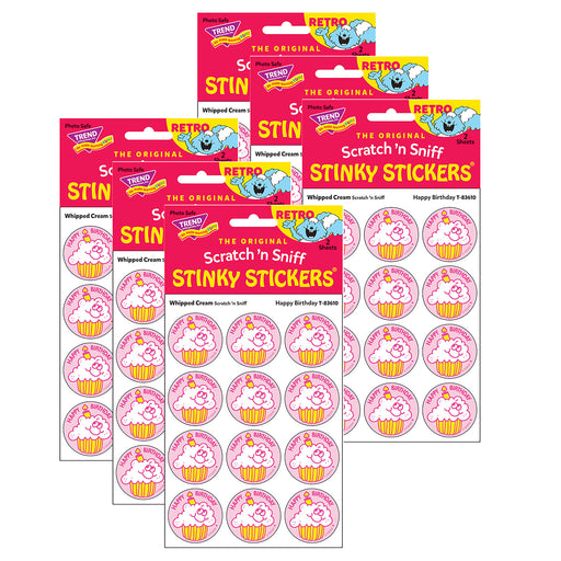 (6 Pk) Stickers 24ct Happy Birthday Whipped Cream Scent