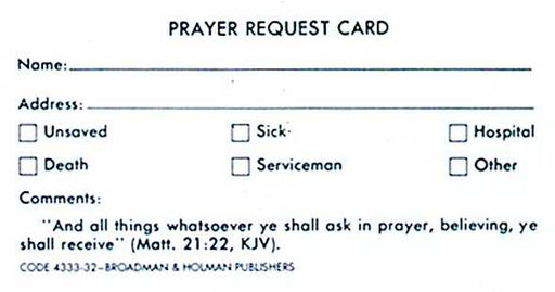 Card-Prayer Request Card (Pack of 100) (Pkg-100)