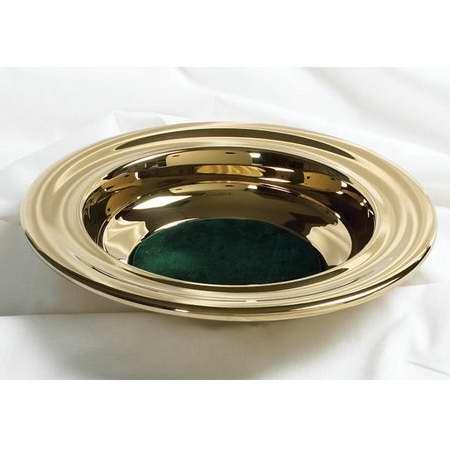 Offering Plate-Brasstone-Stainless Steel w/Green Felt-12"