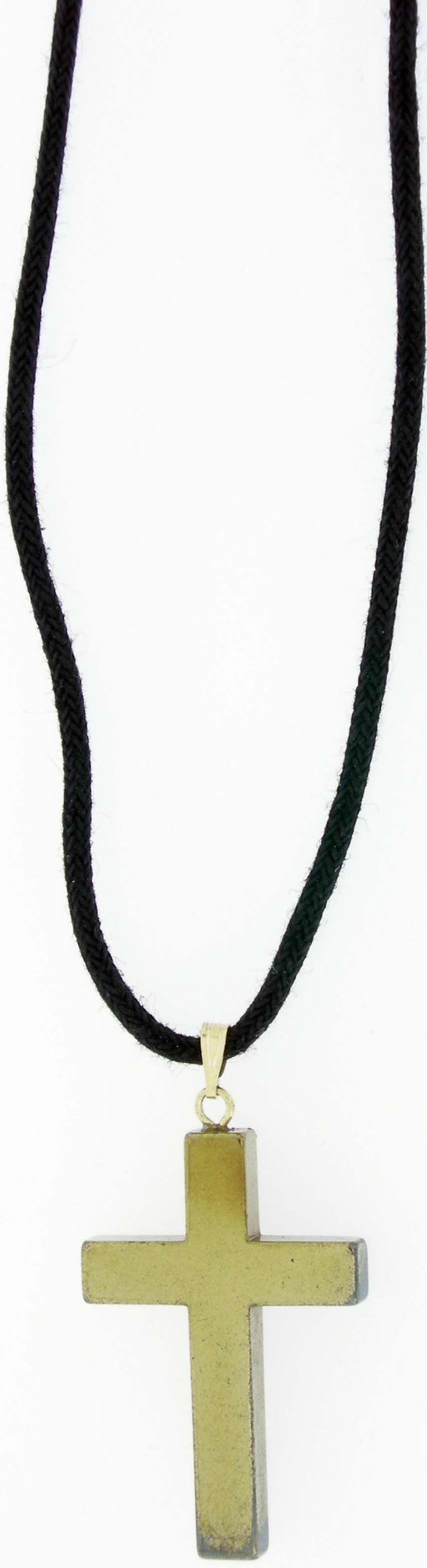 Pendant-Gold Large Hematine Cross-31" Adjustable Black Cord
