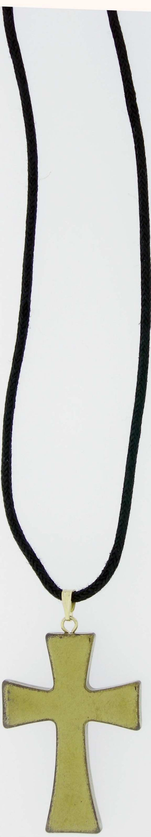 Pendant-Gold Hematine Malta Cross-31" Adjustable Black Cord