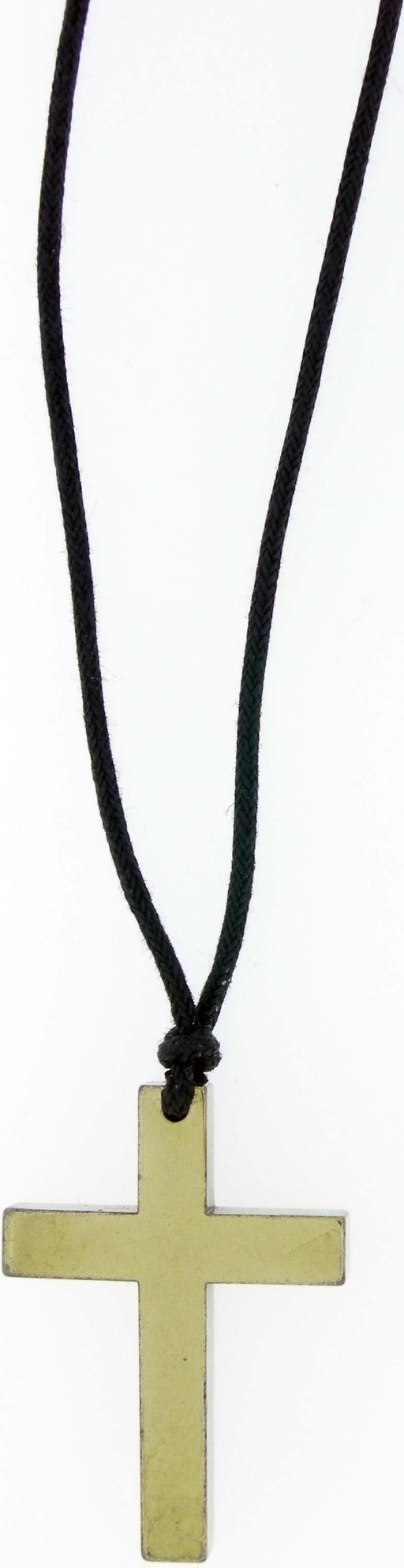 Pendant-Gold Jumbo Hematine Cross-31" Adjustable Black Cord