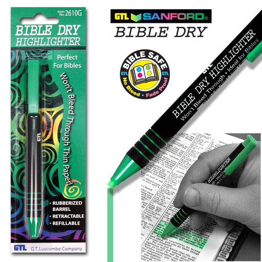 Highlighter-Bible Dry-Green (Carded) (Bx/6) (Pkg-6)