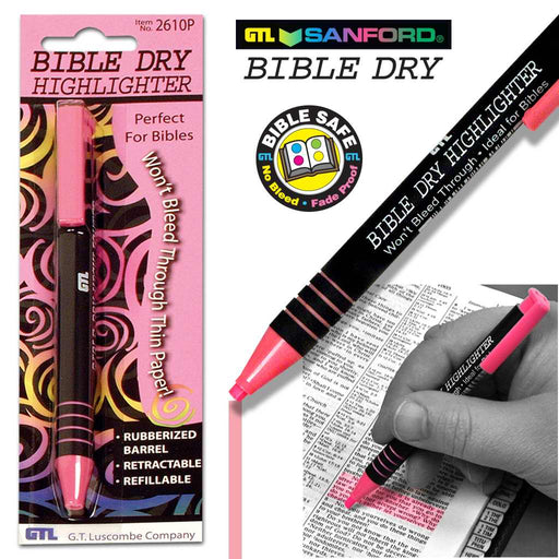 Highlighter-Bible Dry-Pink (Carded) (Pkg-6)