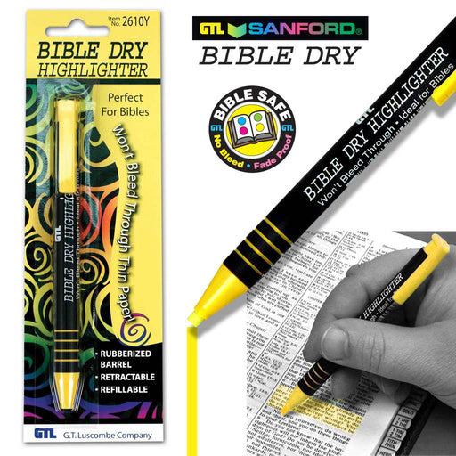 Highlighter-Bible Dry-Yellow (Carded) (Pkg-6)