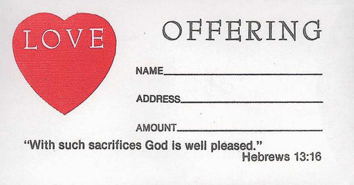 Offering Envelope-Love Offering (Hebrews 13:16) (Bill-Size) (Pack Of 100) (Pkg-100)