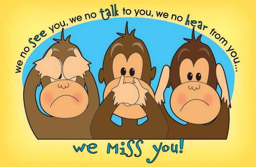 Postcard-We Miss You (Monkey) (Pack of 25) (Pkg-25)