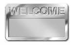 Badge-Welcome w/Cut Out Lettering-Magnetic Back-Silver (3-2/3" x 2-1/16")