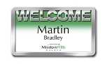 Badge-Welcome w/Bold Lettering-Magnetic Back-Silver (3-2/3" x 2 1/16")