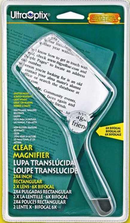 Magnifier-Crystal Clear 2X4 Hand Held-Rectangle