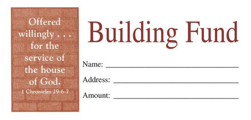 Offering Envelope-Building Fund (1 Chronicles 29:6-7) (Bill-Size) (Pack Of 100) (Pkg-100)
