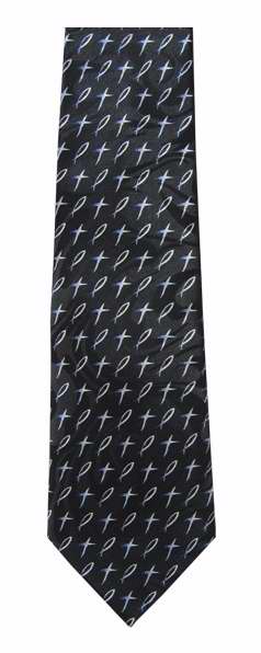 Tie-Brushed Fish And Cross (Polyester)-Blue