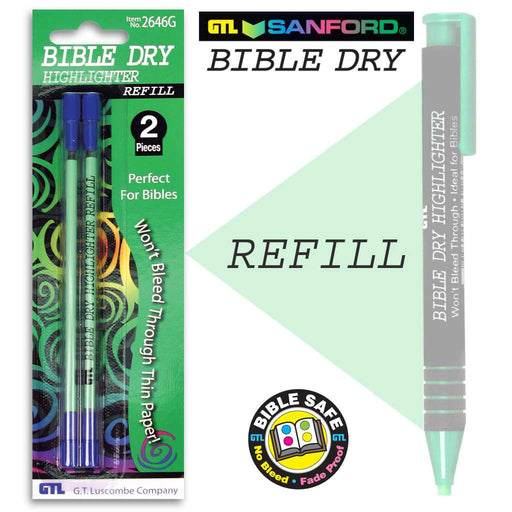 Highlighter-Bible Dry-Green Refill (Pack of 2) (Bx/6) (Pkg-6)