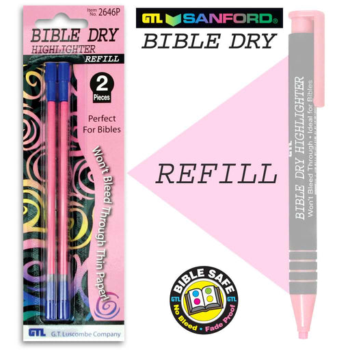 Highlighter-Bible Dry-Pink Refill (Pack of 2) (Bx/6) (Pkg-6)