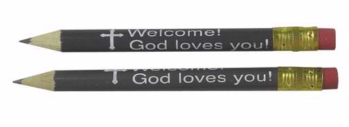 Pencil-Pew-Welcome God Loves You! (Pkg-144)