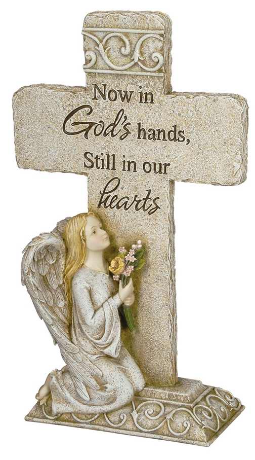 Cross-God's Hands w/Angel-Standing-Stone Look