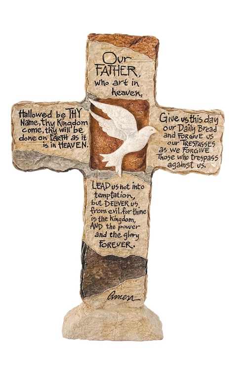 Cross-Lord's Prayer w/Dove-Standing-Stone Look