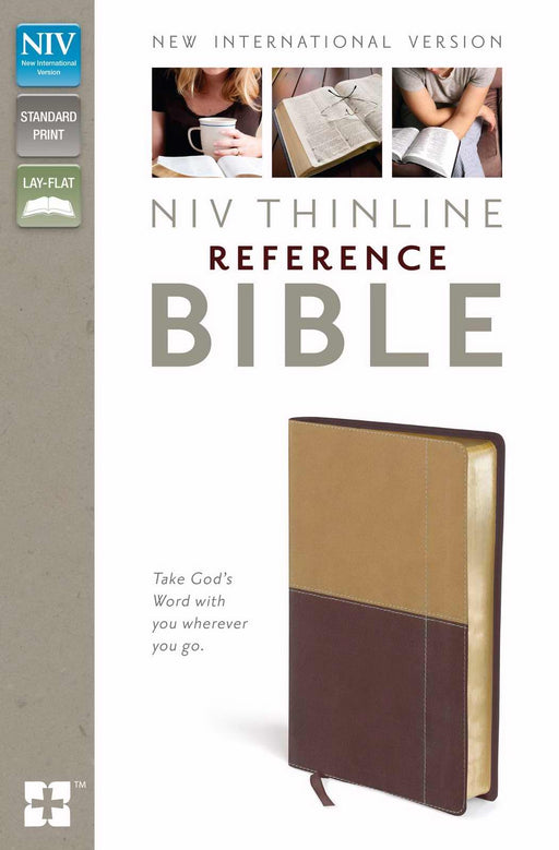 NIV Thinline Reference Bible-Camel/Burgundy Duo-Tone