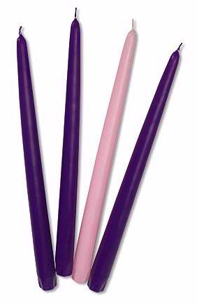 Candle-Advent Refill-Tapers-7/8" X 12"-3 Purple/1 Pink (Pkg-4)