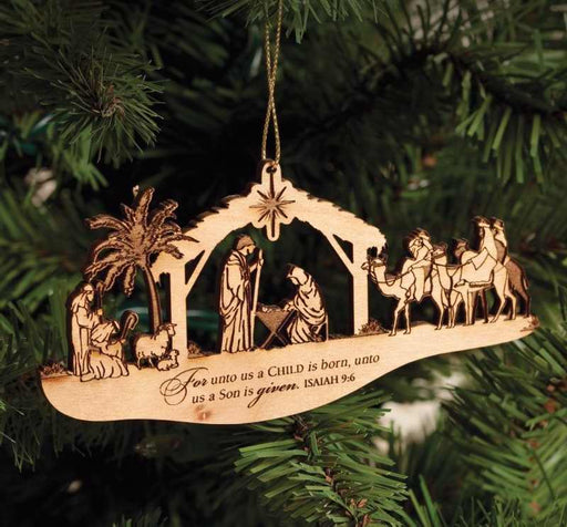 Ornament-Nativity-For Unto Us... (3.25 x 5")