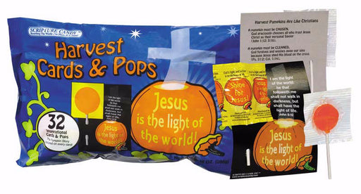 Candy-Scripture Harvest Cards & Pops (Pack Of 32) (Pkg-32)