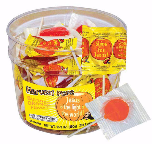 Candy-Scripture Harvest Pops Jar (Pack of 50) (Pkg-50)