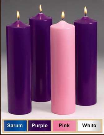 Candle-Advent Pillar- 3" X 12"-3 Purple/1 Pink