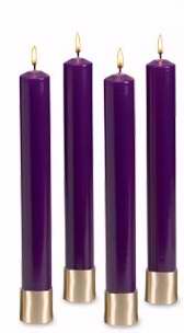 Candle-Advent Set-1-1/2" X 12"-4 Purple (Pkg-4)