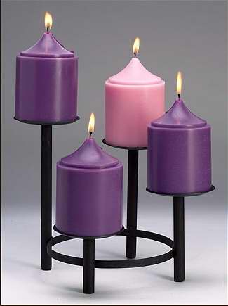 Candle-Advent Church Set-4" X 6"-3 Purple/1 Pink