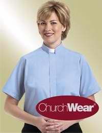 Clerical Shirt-Women-Short Sleeve Tab Collar-Size 18-French Blue