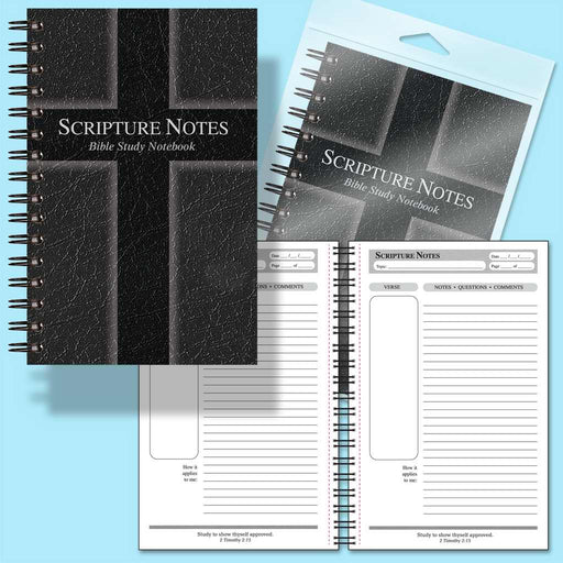Notebook-Scripture Notes Bible Study-Cross-Black