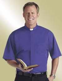 Clerical Shirt-Short Sleeve Tab Collar-15.5 In-Royal Blue
