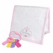 Baby Gift Set-Burp Pad And Key Rattle-Princess-Pink (Royalty Collection)