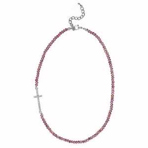 Necklace-Crystal Side Cross-Amethyst
