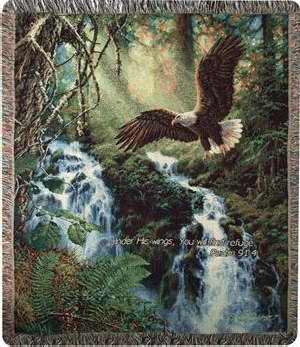 Throw-Eagles Flight/Under His Wings-Psalm 91:4 (Tapestry) (50 x 60)