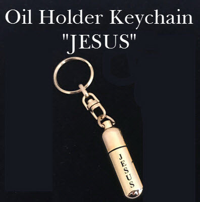 Gold-tone Keychain Oil Holder-JESUS