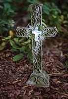 Memorial Stone Cross w/Solar LED Mini Cross (6.75 x 3" x 14")