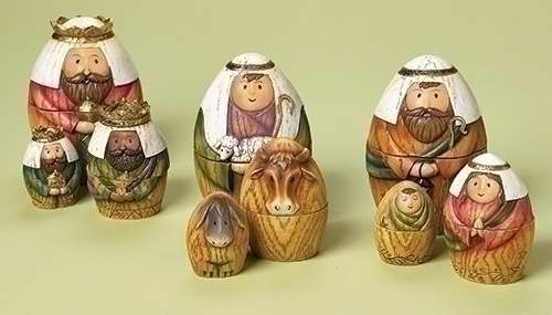 Nativity Set-9 Piece Nesting Box-Holy Family/3 Kings/Shepherd (6")