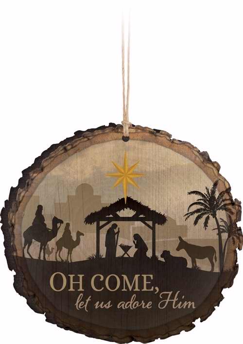 Ornament-Barky-Oh, Come Let Us Adore Him/Nativity w/Wise Men
