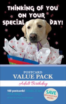 Postcard-Birthday Adult Pack (25 Of 4 Designs) (Pack Of 100) (Pkg-100)