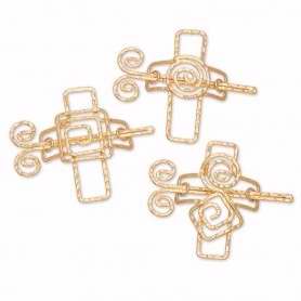 Scarf Accents-Coil Cross Assortment-Gold (Pack Of 3) (Pkg-3)