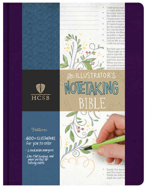 HCSB Illustrator's Notetaking Bible-Purple Linen LeatherTouch