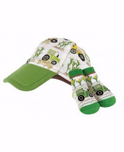 Baby Cap & Sock Set-Down On The Farm/Tractor (0-6 Mo)