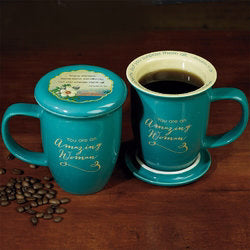 Mug-Grace Outpoured-Amazing Woman-Teal/Cream Interior w/Coaster/Lid