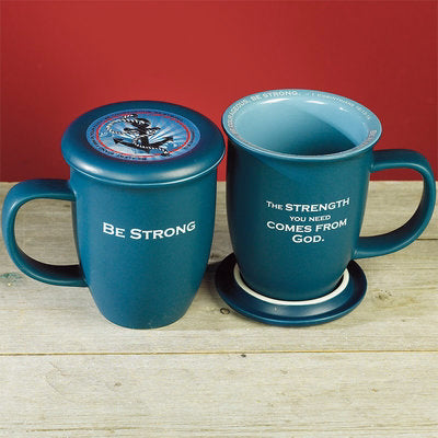 Mug-Grace Outpoured-Be Strong-Teal w/Coaster/Lid