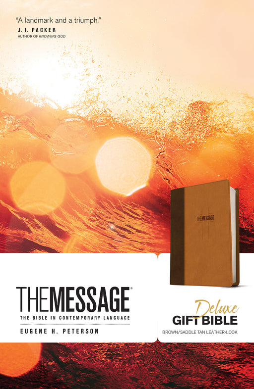 Message Deluxe Gift Bible-Brown/Saddle Tan LeatherLook