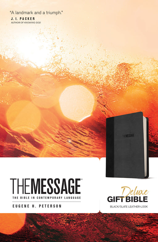 Message Deluxe Gift Bible-Black/Slate LeatherLook