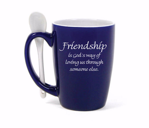 Mug-Spoon Mug-Friendship-Cobalt (15 Oz)