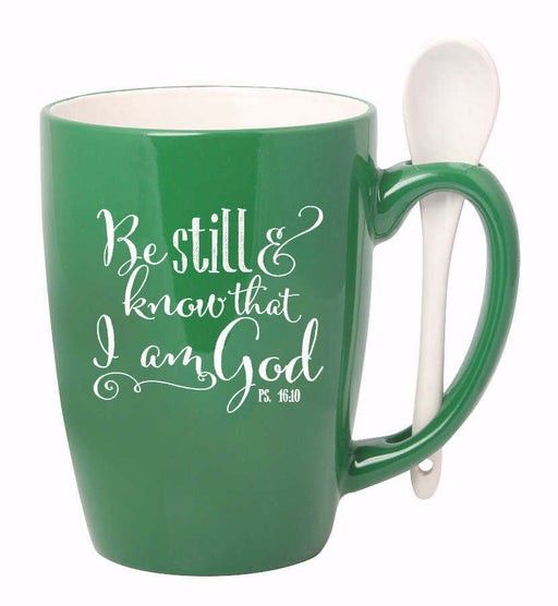 Mug-Spoon Mug-Be Still-Green (15 Oz)