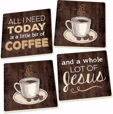 Coaster Set-All I Need Coffee/Jesus (Set Of 4) (Pkg-4)